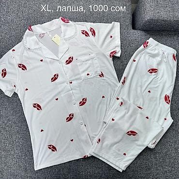 Пижама, Хлопок, Китай, Леопардовый принт, С кружевом, На пуговицах, M, L, XL — 2