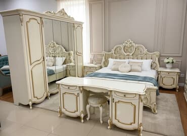 Спальный гарнитур, Двуспальная кровать, цвет - Белый