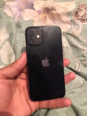 apple 12: IPhone 12 mini, Б/у, 128 ГБ, Черный, Защитное стекло, 100 % — 1