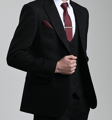мужской одежды: Классический мужской костюм-тройка, чёрный Состав комплекта: - пиджак — 1