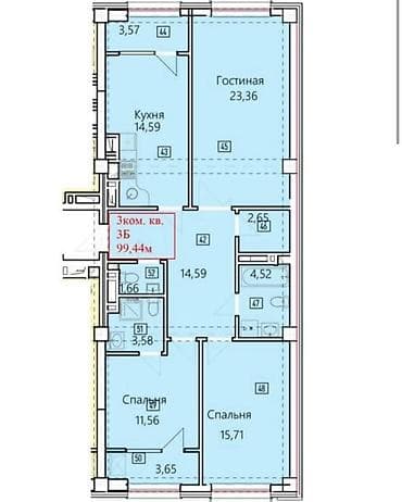 жк нью йорк купить квартиру: 3 комнаты, 102 м², Элитка, 13 этаж, Готовая ПСО (под самоотделку) — 4