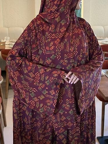 Айымдардын кийими: Абая с капюшоном и принтом - Свободный фасон с максимальной длиной и — 3