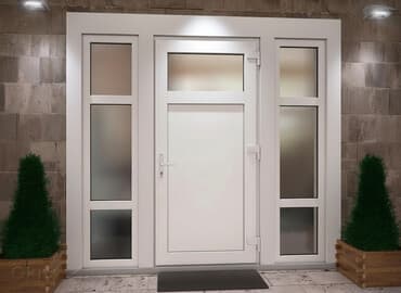 пропуск: Двери для домов и квартир, Алюминий, Со стеклом, цвет - Белый — 1