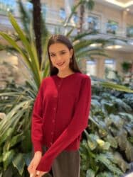 Кофта, Высокая горловина, На пуговицах, V-образный вырез, Осень-весна, L — 4