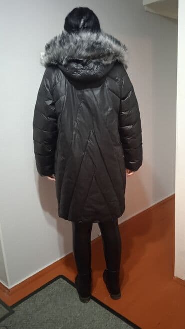 женские махровые халаты больших размеров: Пуховик, По колено, С капюшоном, 3XL — 4