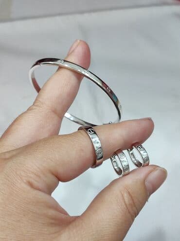 свадебные наборы ручной: Серебряный Комплект+ Браслет Карьтие Серебро 925 пробы Размеры — 2