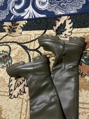 сапоги из натурального меха и кожи: Сапоги, 39, Timberland, Новый, цвет - Зеленый, Самовывоз, Платная доставка — 2