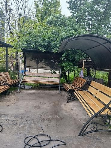 скамейки для беседки: Скамейка Металл, Со спинкой, С крышей — 2