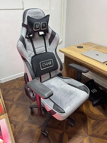 Игровое кресло, Б/у, С колесиками, цвет - Серый, Велюр