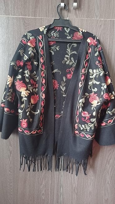 этно куртки: Кардиган национальный стиль Этнический кардиган-накидка с вышивкой — 1