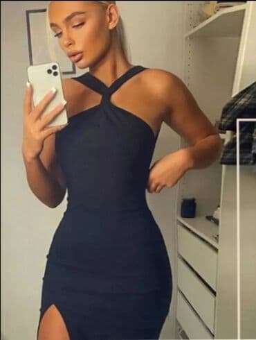 длинное платье в пол с открытой спиной: Вечернее платье, Классическое, Длинная модель, Полиэстер, Без рукавов, Открытая спина, M — 1