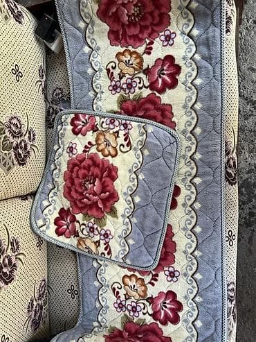 накидки для дивана: Комплект мягких накидок на диван/кресла с цветочным узором. Описание — 1