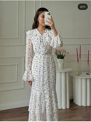 Жеке буюмдар: Күнүмдүк көйнөк, Made in KG, Узун модель, Шифон, S, M, L — 1