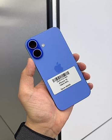 iphone 5a: IPhone 16, Б/у, 128 ГБ, Синий, Защитное стекло, Чехол, Коробка, В рассрочку, 93 % — 3