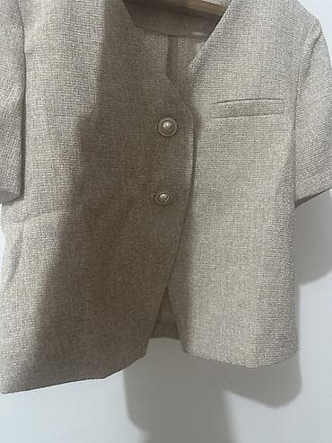 кийит: Женский укороченный жакет с коротким рукавом - Цвет: светло-бежевый — 4