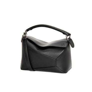 портфель для документов: Сумка Loewe Puzzle, черная - Материал: натуральная гладкая кожа. - — 2