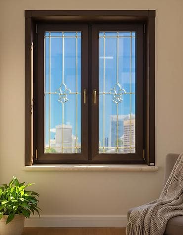 Пластиковые окна с декоративным витражным шпросом - Двухстворчатое