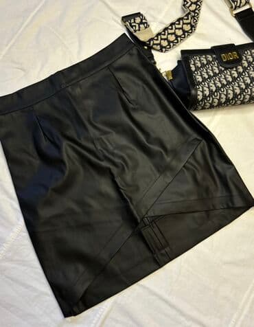 теннисный юбка: Юбка, Модель юбки: Прямая, Мини, Натуральная кожа, По талии, На запах, С вырезом — 4