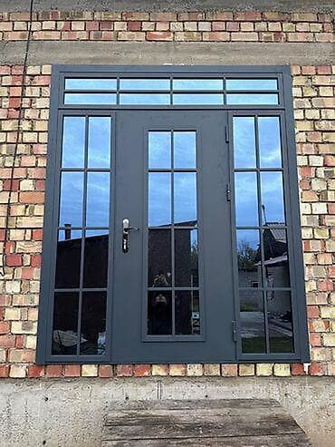 Двери для домов и квартир, Металлическая, Двухстворчатая, Кыргызстанская, Со стеклом