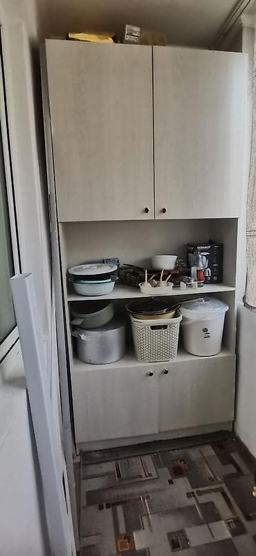 Мебель: Высокий шкаф для балкона/кладовой из светлого ЛДСП. - Конструкция — 1