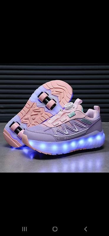 термо крассовки: Кроссовки-ролики со светящейся подошвой - 2-в-1: повседневные — 1