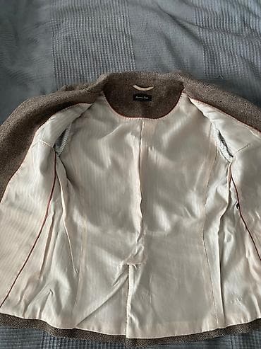 massimo: Твидовый женский пиджак Massimo Dutti в английском стиле. Кожаные — 2