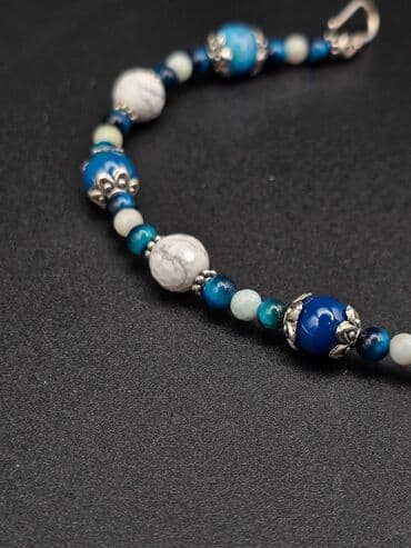 амулеты: Чокер АМУЛЕТ ШАМАНА🌳 Элегантный чокер из агата, кахолонга, синего — 2