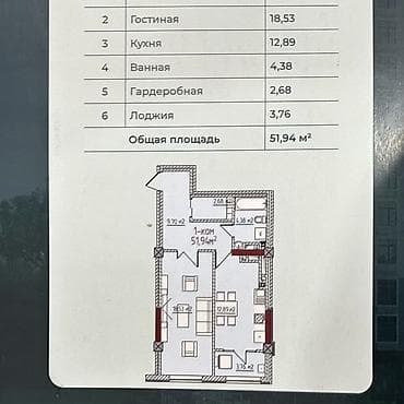 Квартиры: 1 комната, 52 м², Элитка, Джал мкр (в т.ч. Верхний, Нижний, Средний) Элитка, 10 этаж, ПСО (под самоотделку) — 6