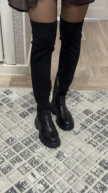 ботуй: Высокие женские сапоги-чулки с массивной подошвой - Цвет: чёрный - — 2