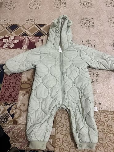 Детский стёганый комбинезон с капюшоном, цвет светло‑мятный. -