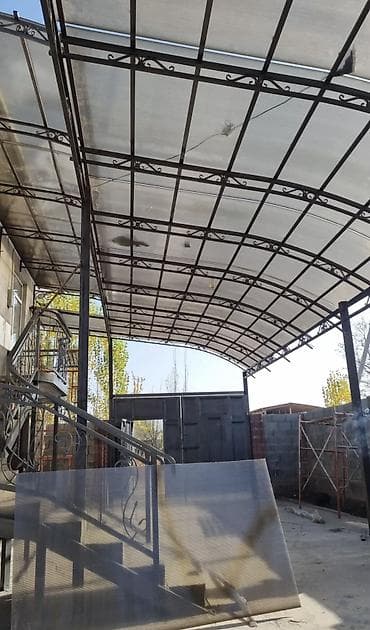 столбо: Навес, Арочный, Металл, Поликарбонат, Установка — 6