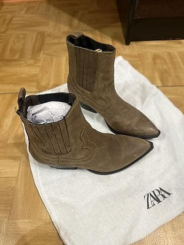 Жеке буюмдар: Ковбойские ботинки Zara - Модель: короткие вестерн-ботинки с острым — 2