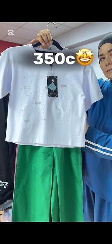 биксы стиль одежды: Детский комплект из футболки и широких брюк. 8-12 лет - Футболка — 3