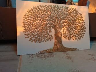 красивые картины: Рельефная картина «Дерево изобилия» с золотистым объемным рисунком — 4