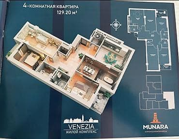 225 квартал: 4 комнаты, 129 м², Элитка, 5 этаж, ПСО (под самоотделку) — 3