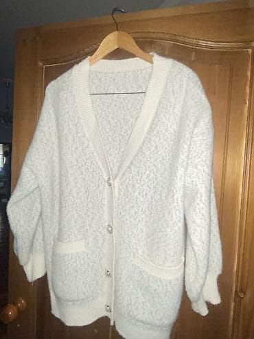 Кардиган, Трикотаж, Осень-весна, С карманами, Оверсайз