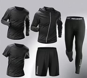 Мужской спортивный комплект из 5 предметов, черный Состав набора: -