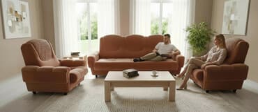 удобная мебель: Комплект мягкой мебели, цвет - Оранжевый — 5