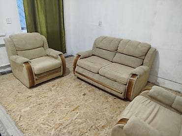 угловой диван трансформер с креслом: Комплект мягкой мебели, цвет - Бежевый — 3