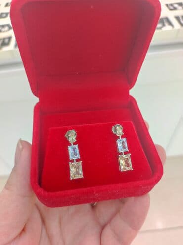 сырга: Күмүш сөйкөлөр, Үлгүсү 925, Циркон, Аялдарга, Жаңы — 5