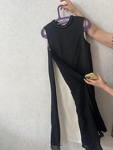 lining 38: Элегантное женское платье, двухслойное - в черном и нежный бежевый — 4