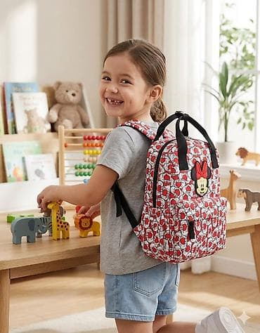 сумка миньон: Детский рюкзак Disney Minnie Mouse - Яркий принт с ладошками в форме — 1