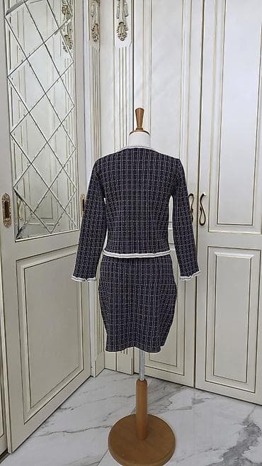 двойка пиджак: Костюм с юбкой, Модель юбки: Прямая, Миди, Пиджак, S — 7