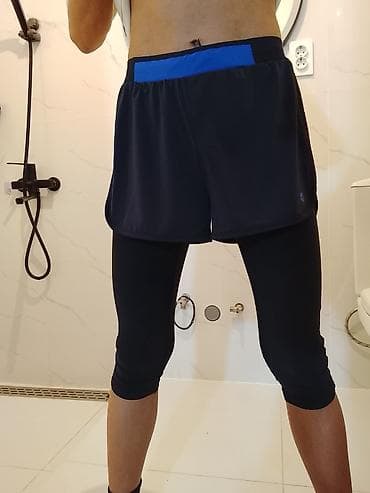 ош кийим: Мужские спортивные тайтсы 3/4 с наложенными шортами - Формат 2-в-1 — 5