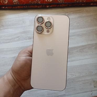 Техника жана электроника: IPhone 16 Pro Max, Колдонулган, 256 ГБ, Matte Gold, Заряддоочу түзүлүш, Коргоочу айнек, Каптама, 90 % — 3