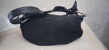 брендовые сумки: Итальянская замшевая оригинальная сумочка, черного цвета, б/у, в — 2