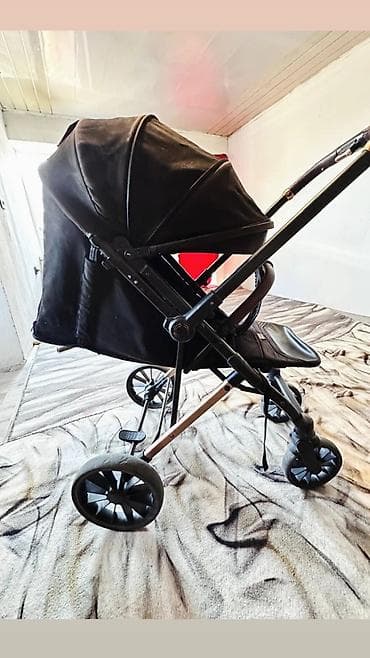 колесо от коляски: Коляска, цвет - Черный, Б/у — 2
