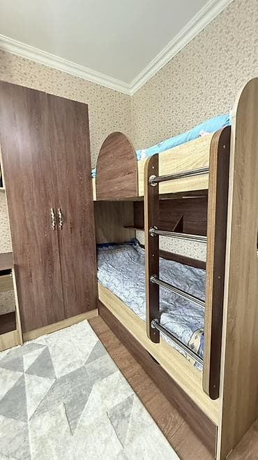 Двухъярусные кровати: Детская гарнитура, Б/у, Для девочки, Для мальчика, ДСП, цвет - Коричневый, Самовывоз — 4