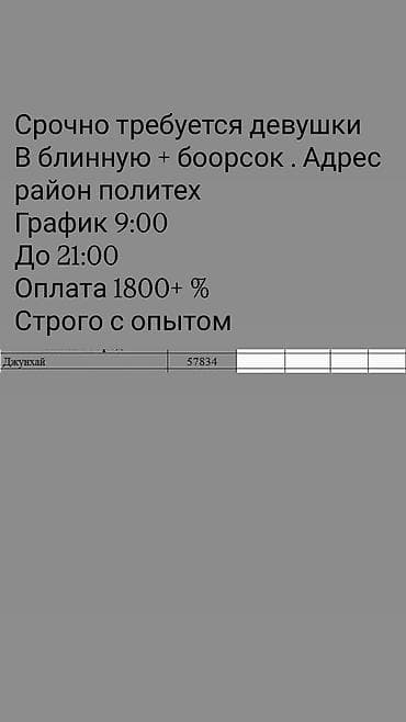 бета сторис: Вакансия: продавец/повар в блинную и точку с боорсоками (район — 1