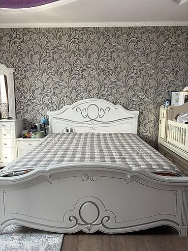 бу спальные: Спальный гарнитур, Б/у, Двуспальная кровать, Шкаф, Комод, Самовывоз, цвет - Белый — 2